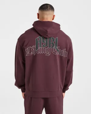 Golf wear Tennis wear Lifting Club Gothic Oversized Hoodie - Dusty Plum/Black