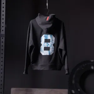 0874. Tech-Terry? Zip Pocket Hoodie - Black "Marble 8" Drawcord Hem
