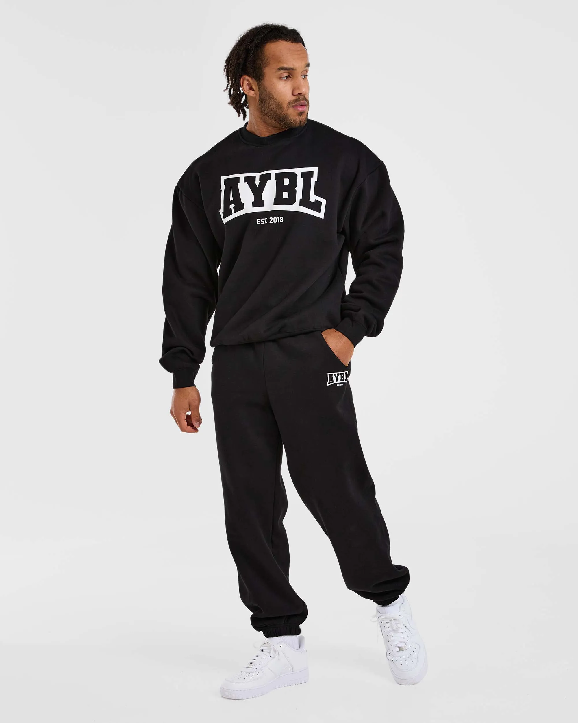 river rafting French Terry Construction Academy Oversized Sweater - Black