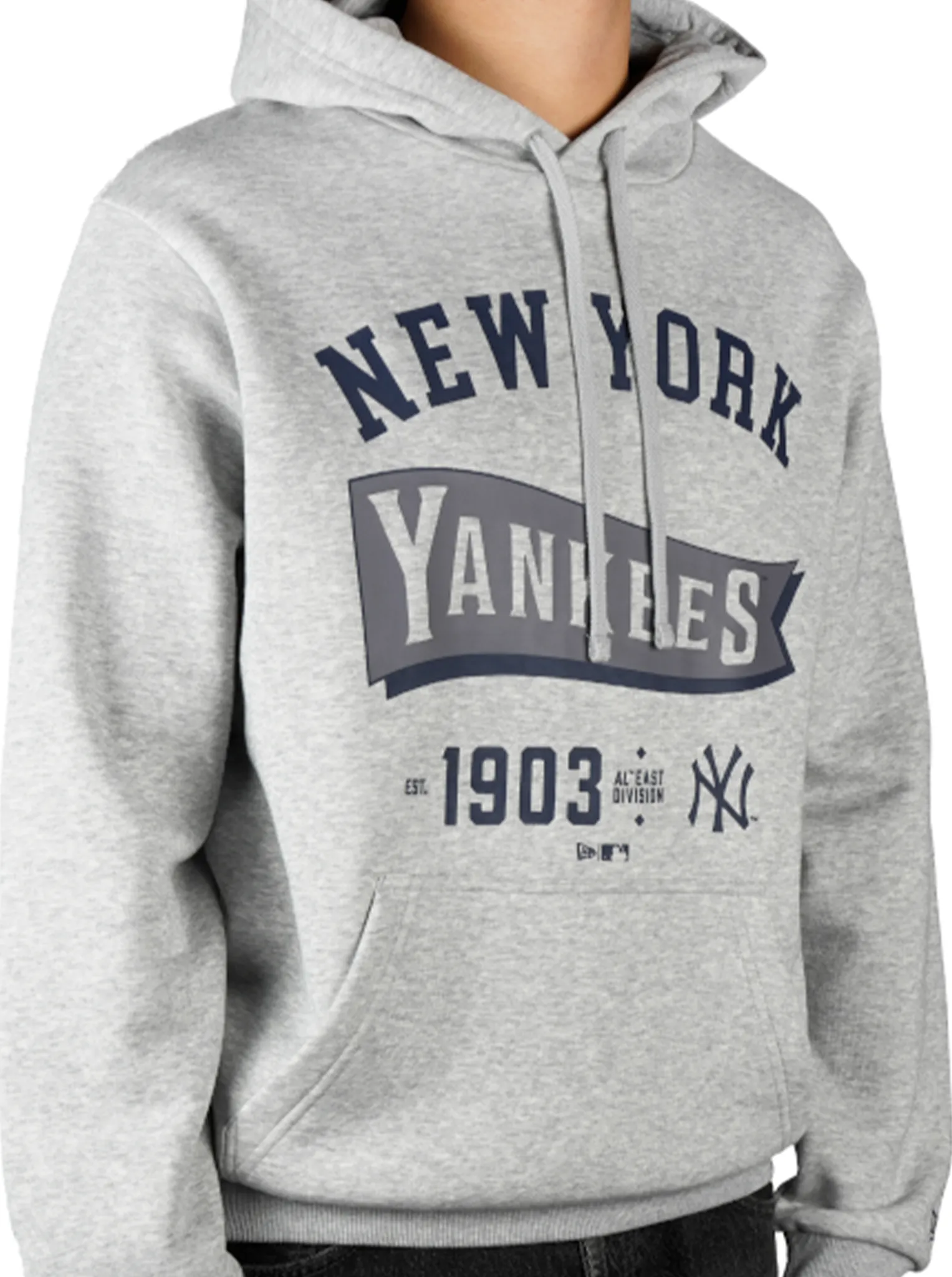 Heavyweight Option New York Yankees MLB Pennant Graphic Grey Pullover Hoodie