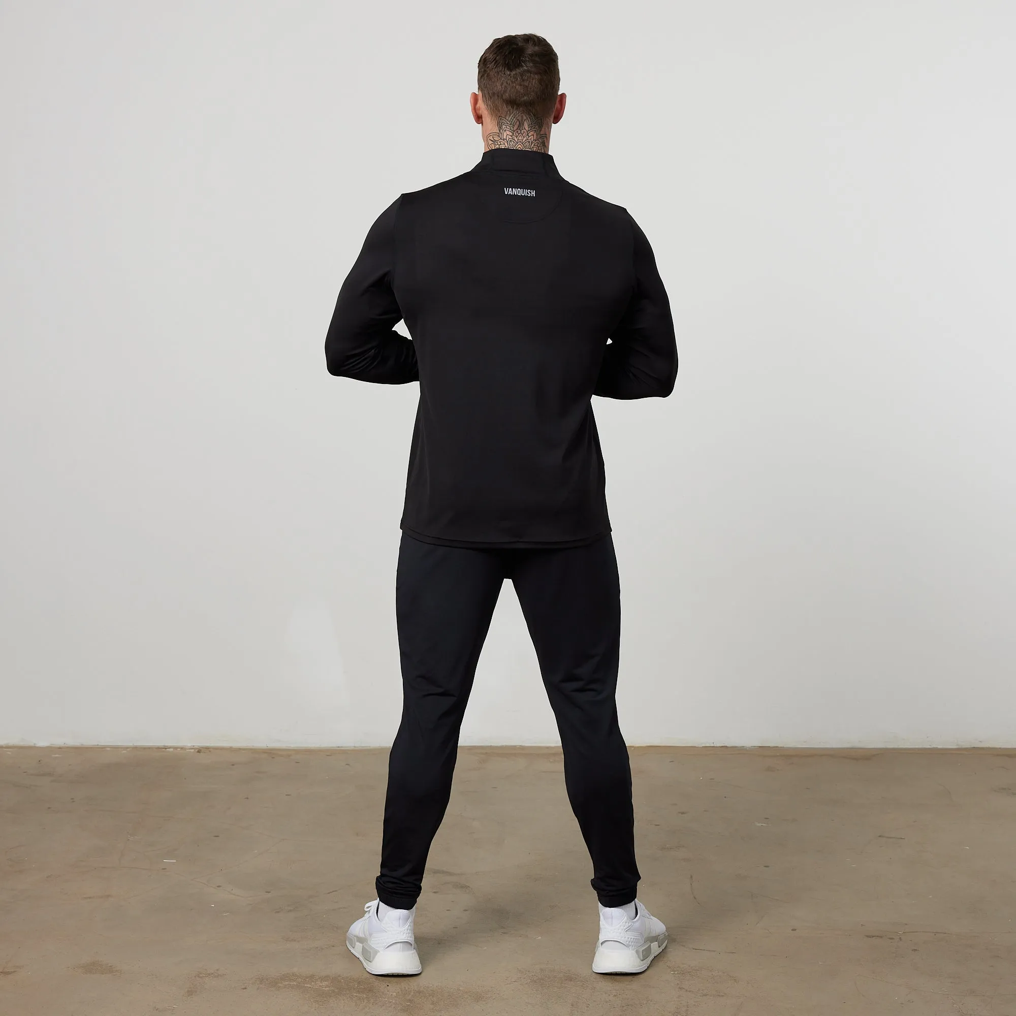 All Weather Wear Fringe details Vanquish Essential Black Performance 1/4 Zip Top