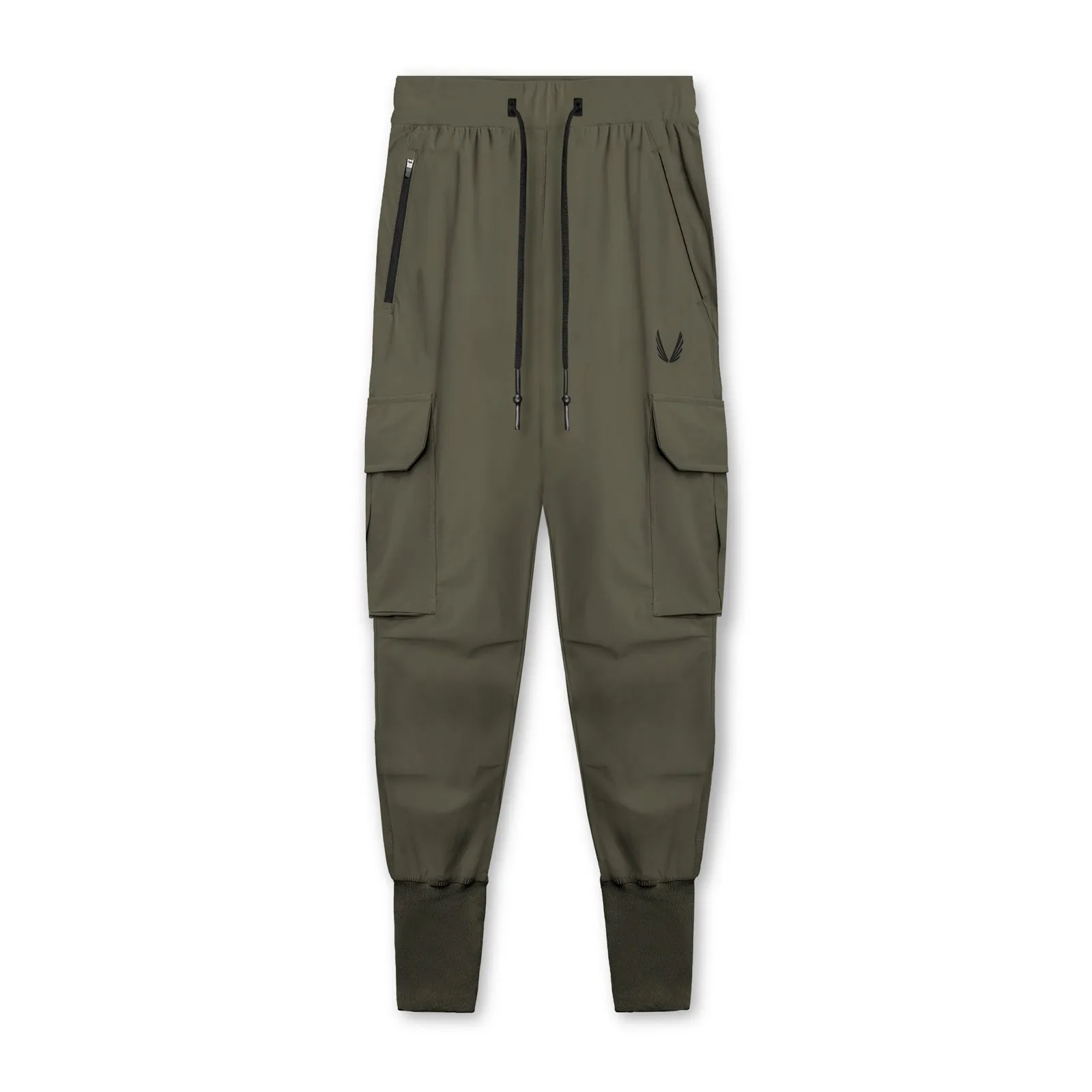 0437. Tetra-Lite? Cargo High Rib Jogger - Dark Olive Four Way Stretch Water Repellent Coating