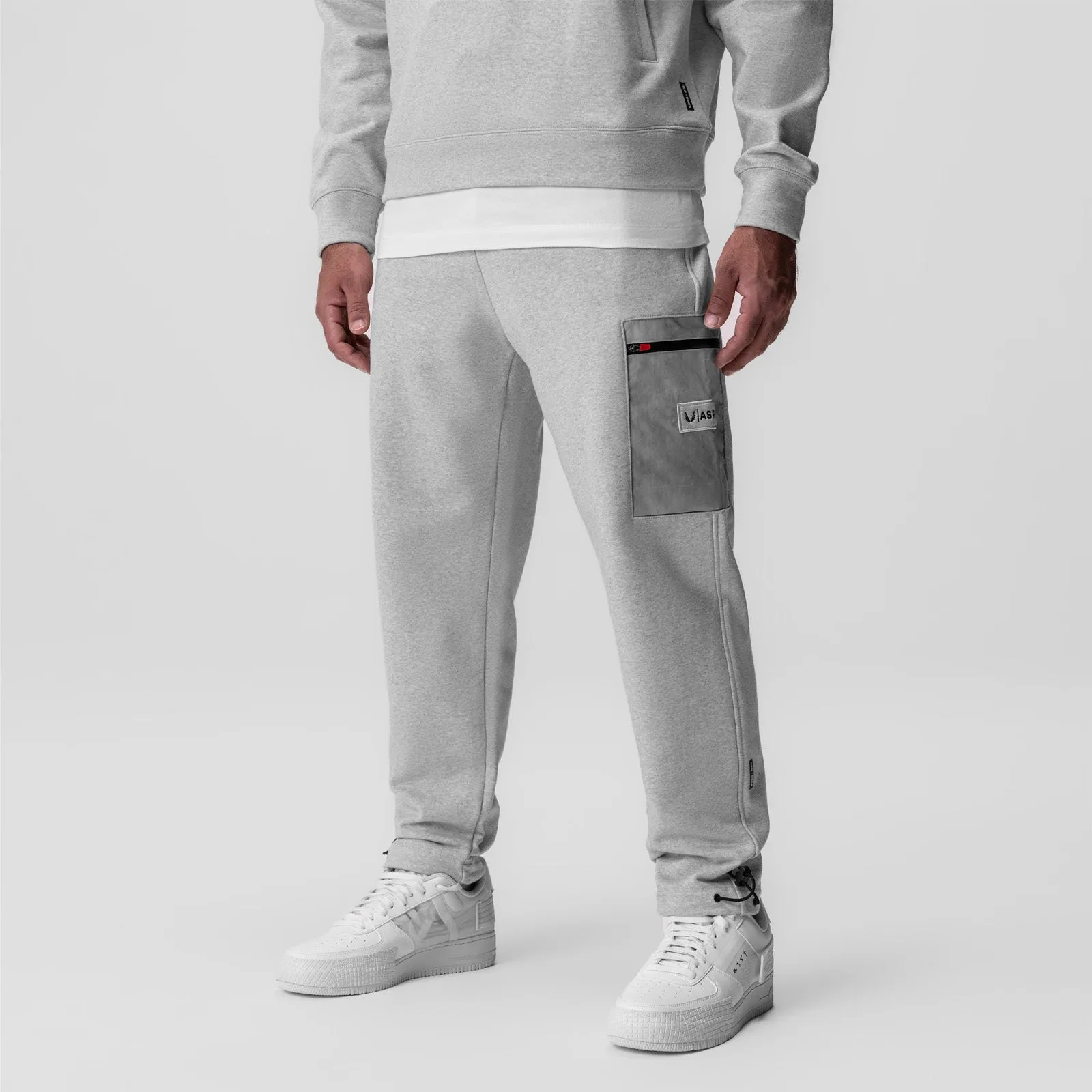 Effortless Style Basic Look 0914. Tech-Terry? Paneled Cinch Cargo Jogger - Heather Grey/Wave-dye