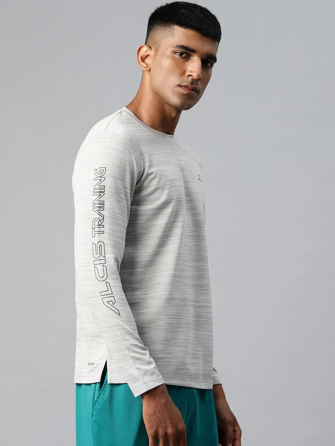 NonRestrictive Cut Couple Look Alcis Men Typography Printed Dry Tech Slim Fit Sports T-shirt