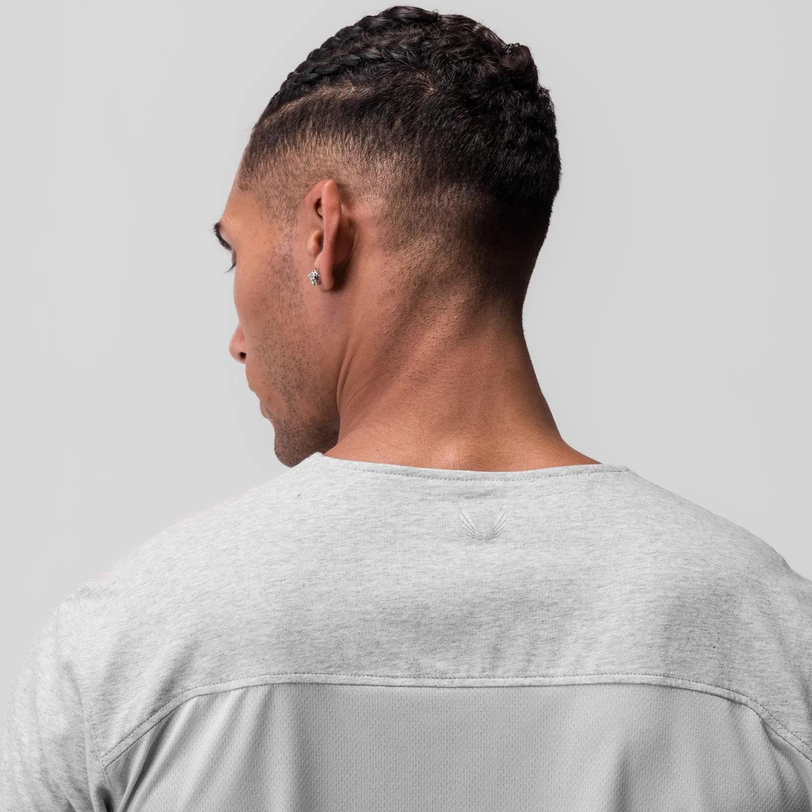 0846. CottonPlus? Standard Mesh Back Tee - Heather Grey WrinkleResistant Texture BreathableMaterial