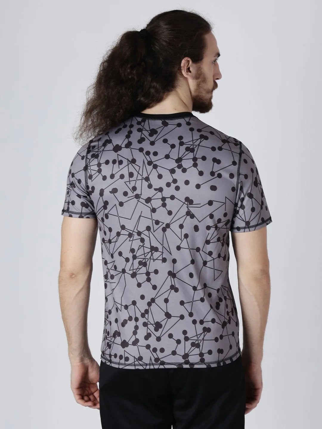 Luxury Core Alcis Men Taupe & Black Printed Round Neck Outdoor Reversible T-shirt