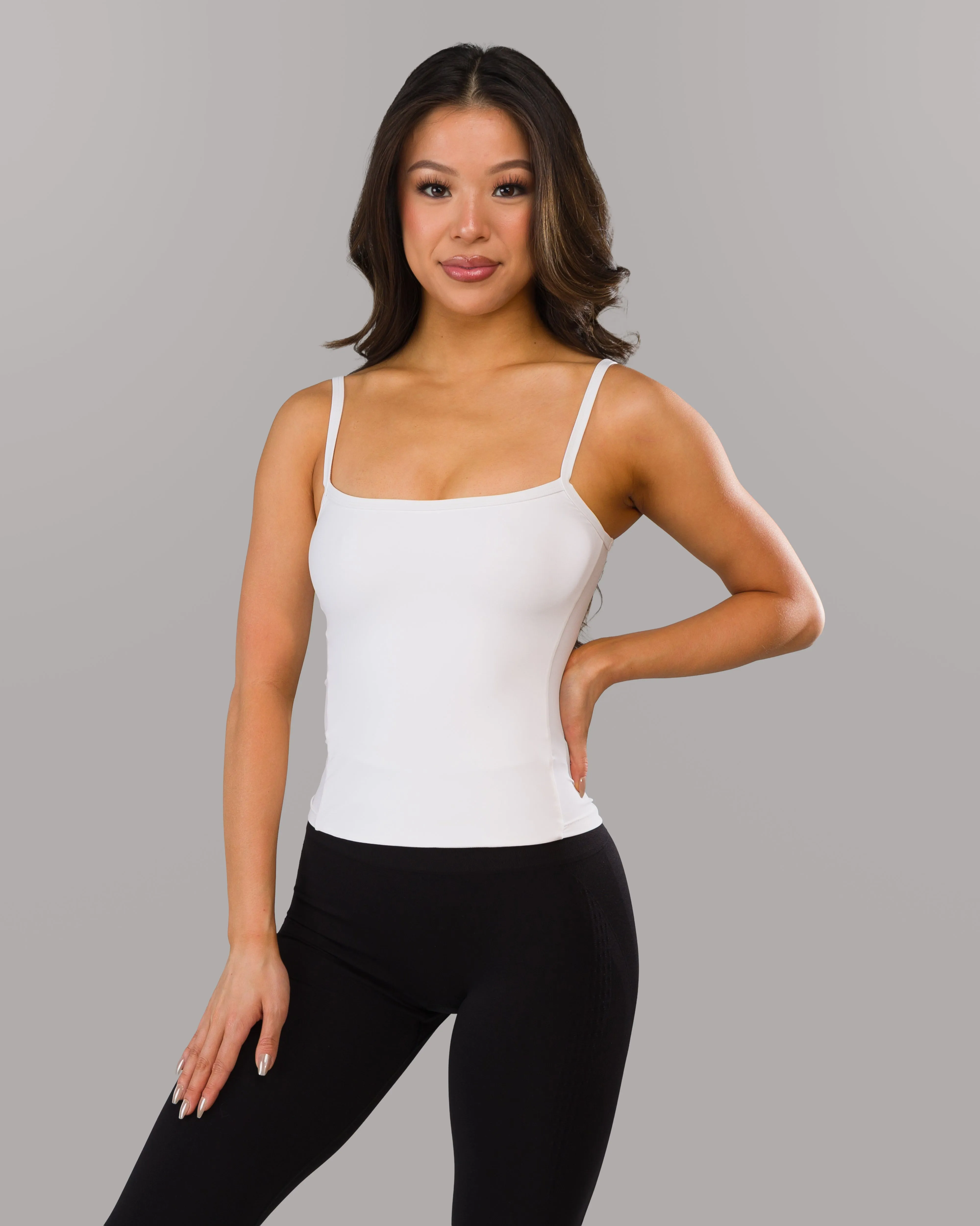 Basics Cami Tank - White slim fit product promotion
