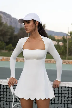 Adjustable Fastenings Enchanting Scallop A-Line Dress