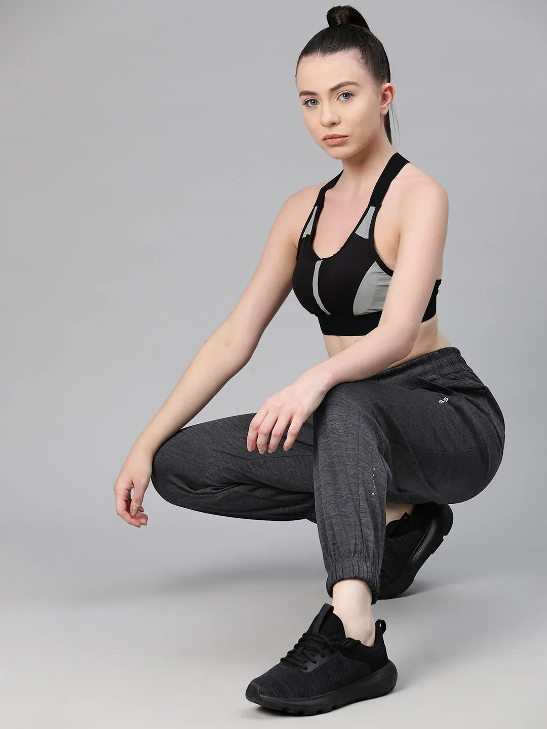 Stain Resistant Weave Versatile Waist Alcis Women Solid Regular-Fit Joggers