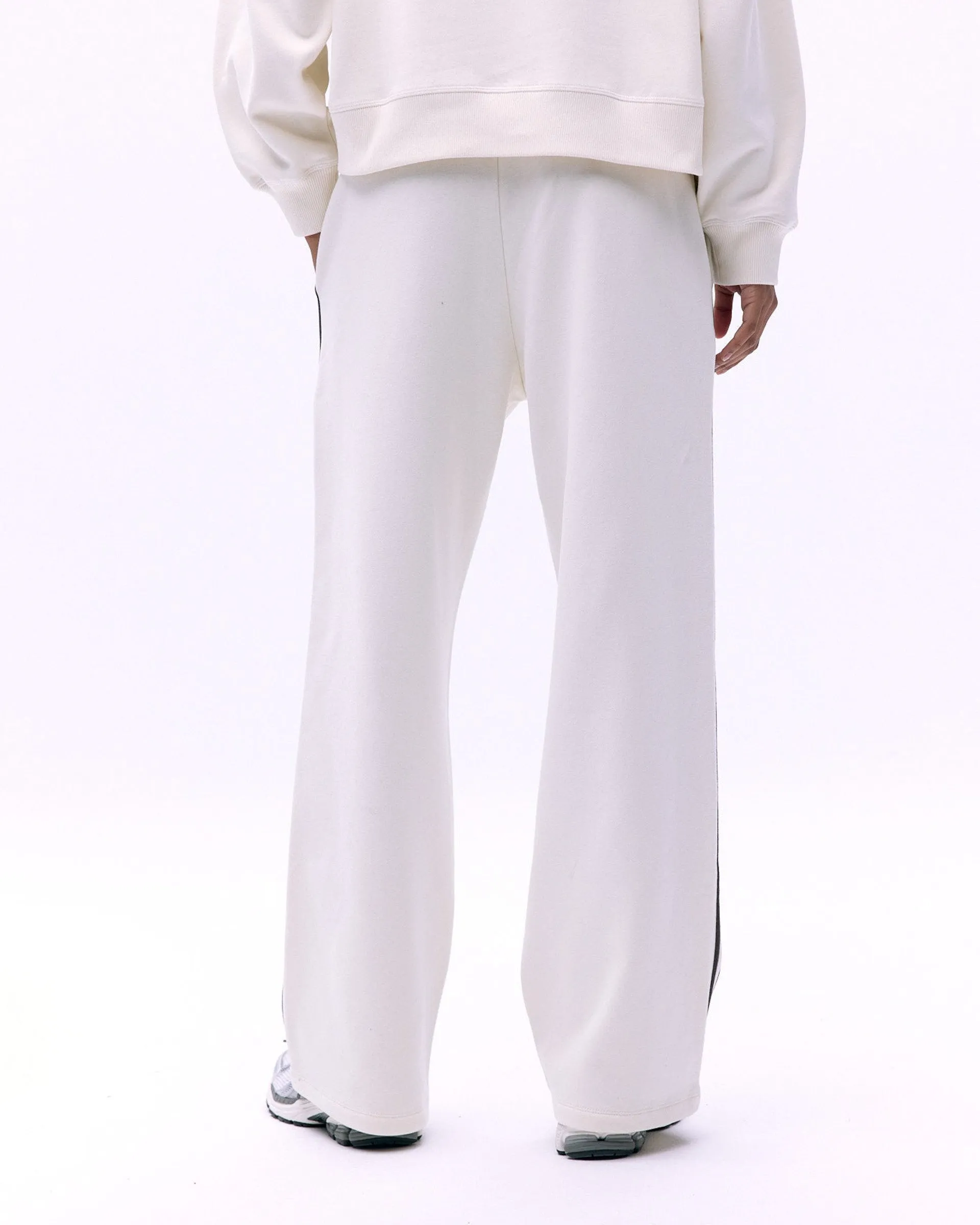 Varsity Loose Fit Sweatpants - Marshmallow White/Coffee Bean Flexible Ankle Cuffs