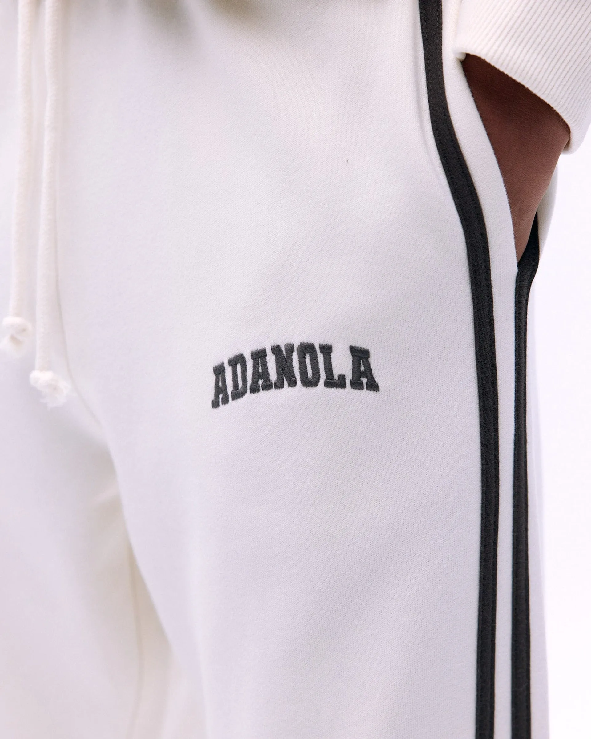 Varsity Loose Fit Sweatpants - Marshmallow White/Coffee Bean Flexible Gusset ReinforcedStitching