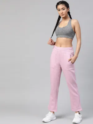 Alcis Women Lavender Slim Fit Solid Knitted Track Pants ReinforcedKnees