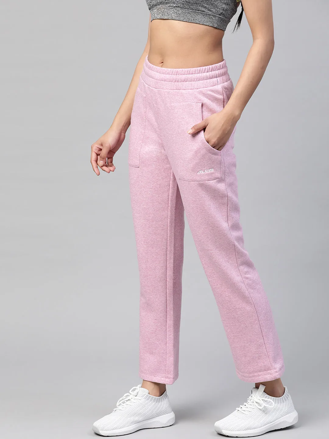Belt loops Alcis Women Lavender Slim Fit Solid Knitted Track Pants