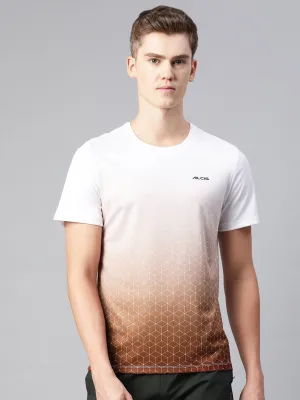 Alcis Men White Abstract Printed Dry Tech Slim Fit T-shirt Hero Glow Snug fit