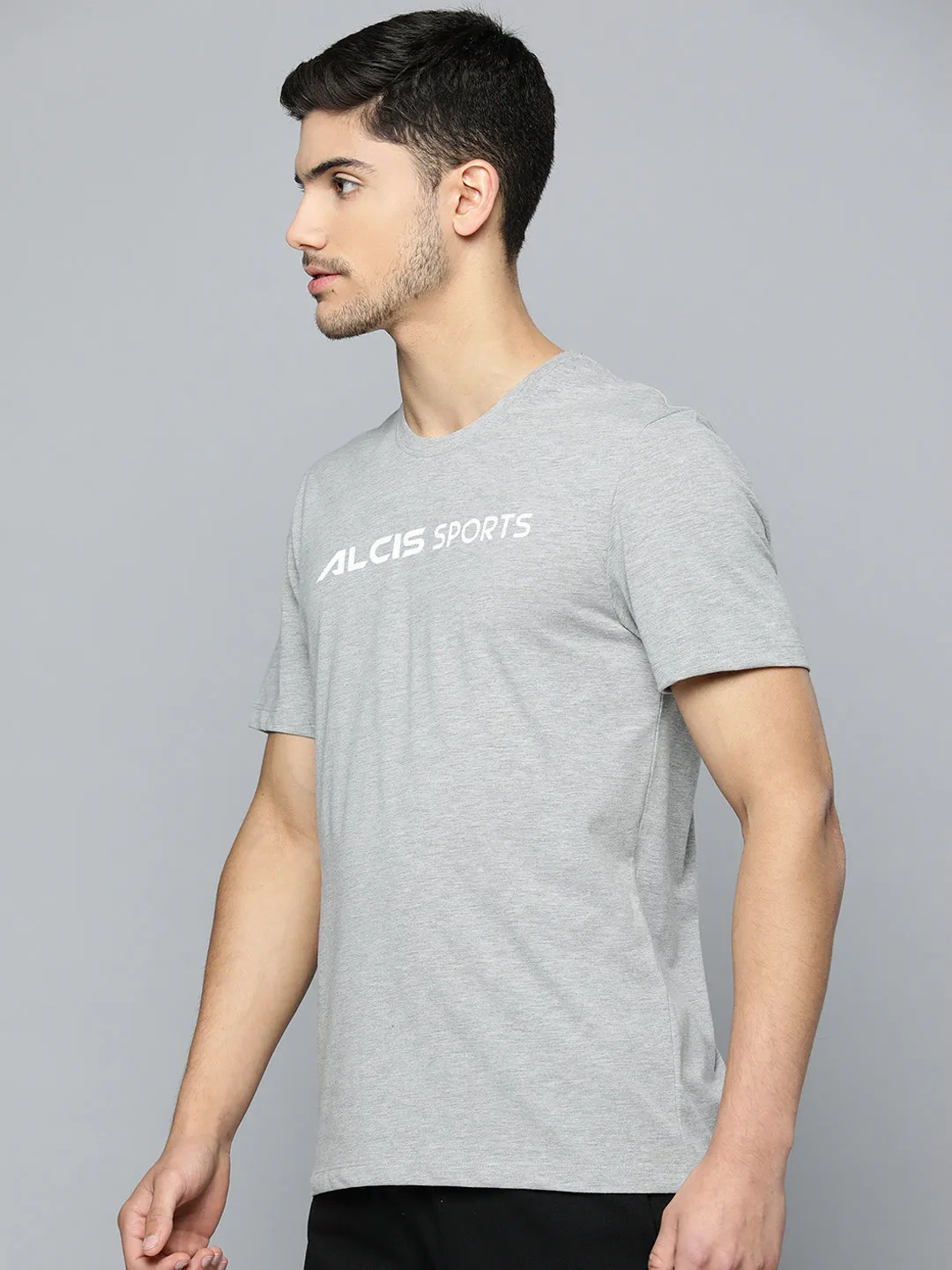 Energy Flow Flexible Joints Alcis Men Typography Printed Anti Static Slim Fit Sports T-shirt