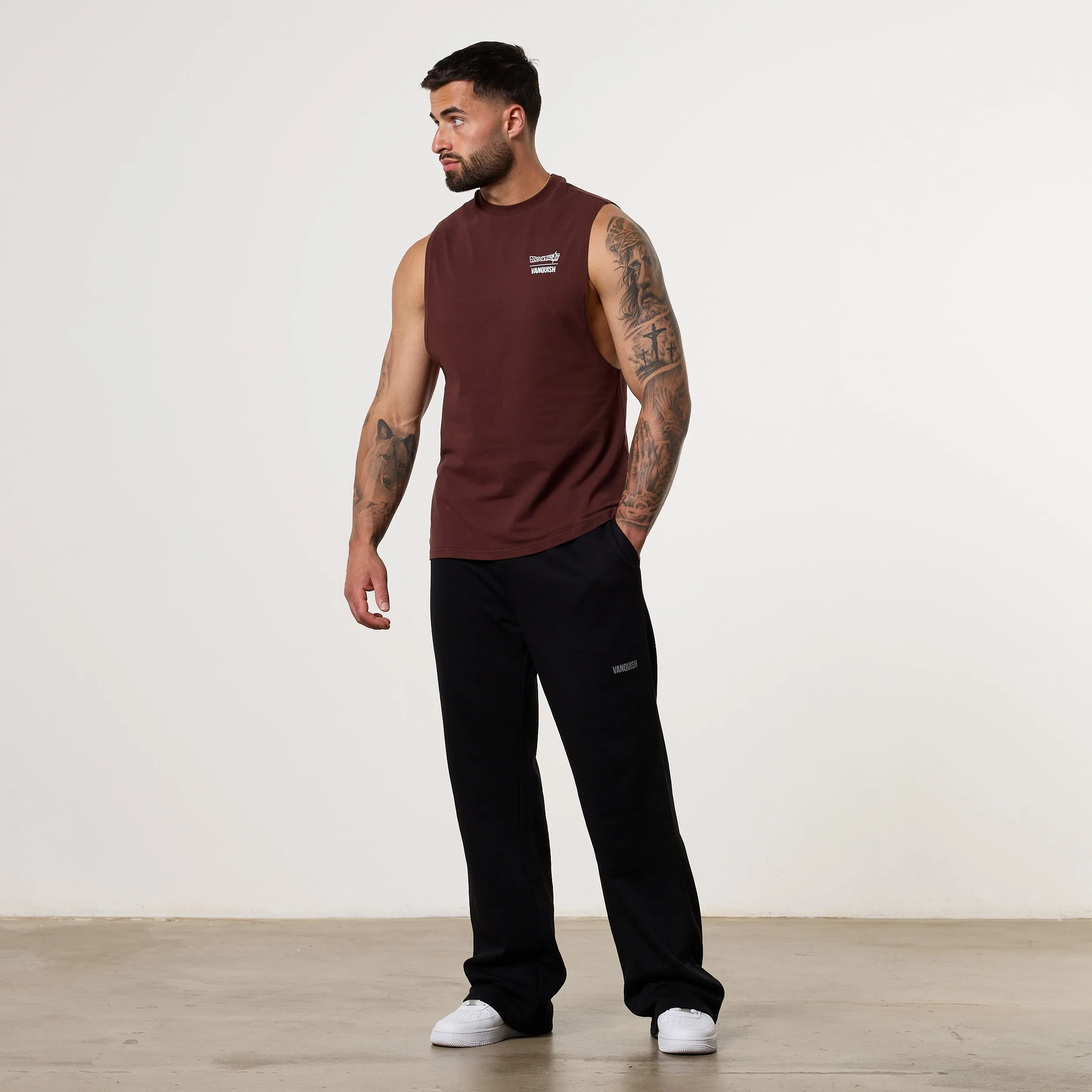 Vanquish DBS Trunks Brown Sleeveless T-Shirt Durable Ribbed Hem