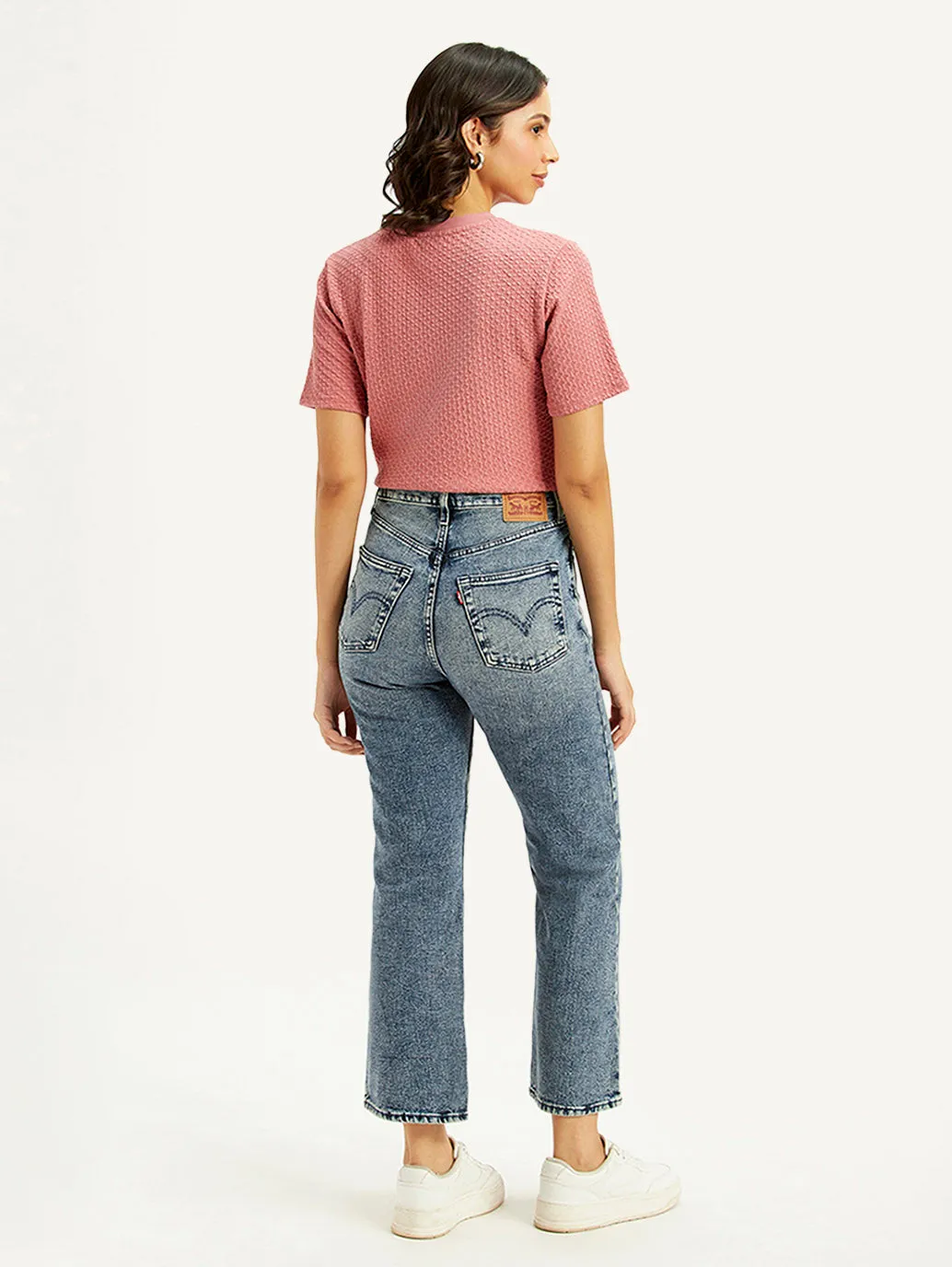 Women's Blue Ribcage Cropped Bootcut Fit High Rise Jeans Streetwear Fan Night Out Minimalist Rainy Day Vintage Lover