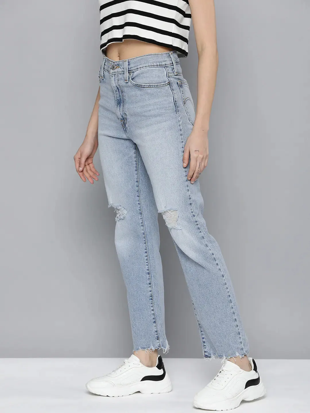 Women's Blue Wedgie Straight Fit High Rise Jeans Style Blend