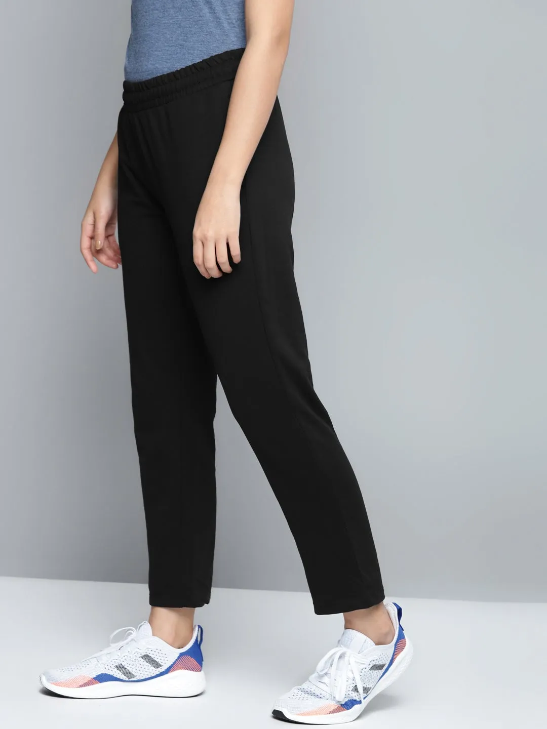 Wrinklefree Recycled Polyester Alcis Women Solid Black Track Pant