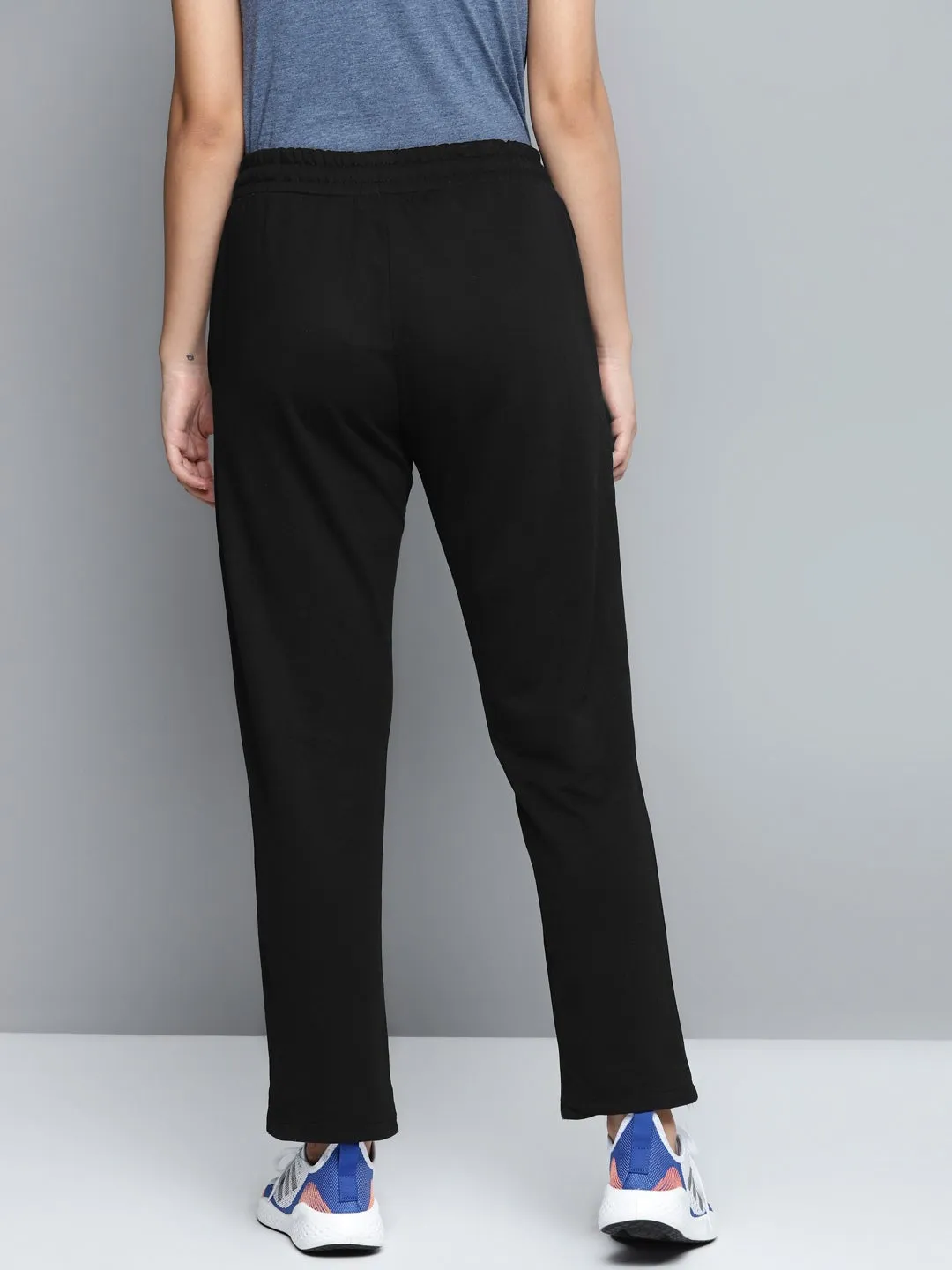 Alcis Women Solid Black Track Pant Quick Wash Tapered ankle