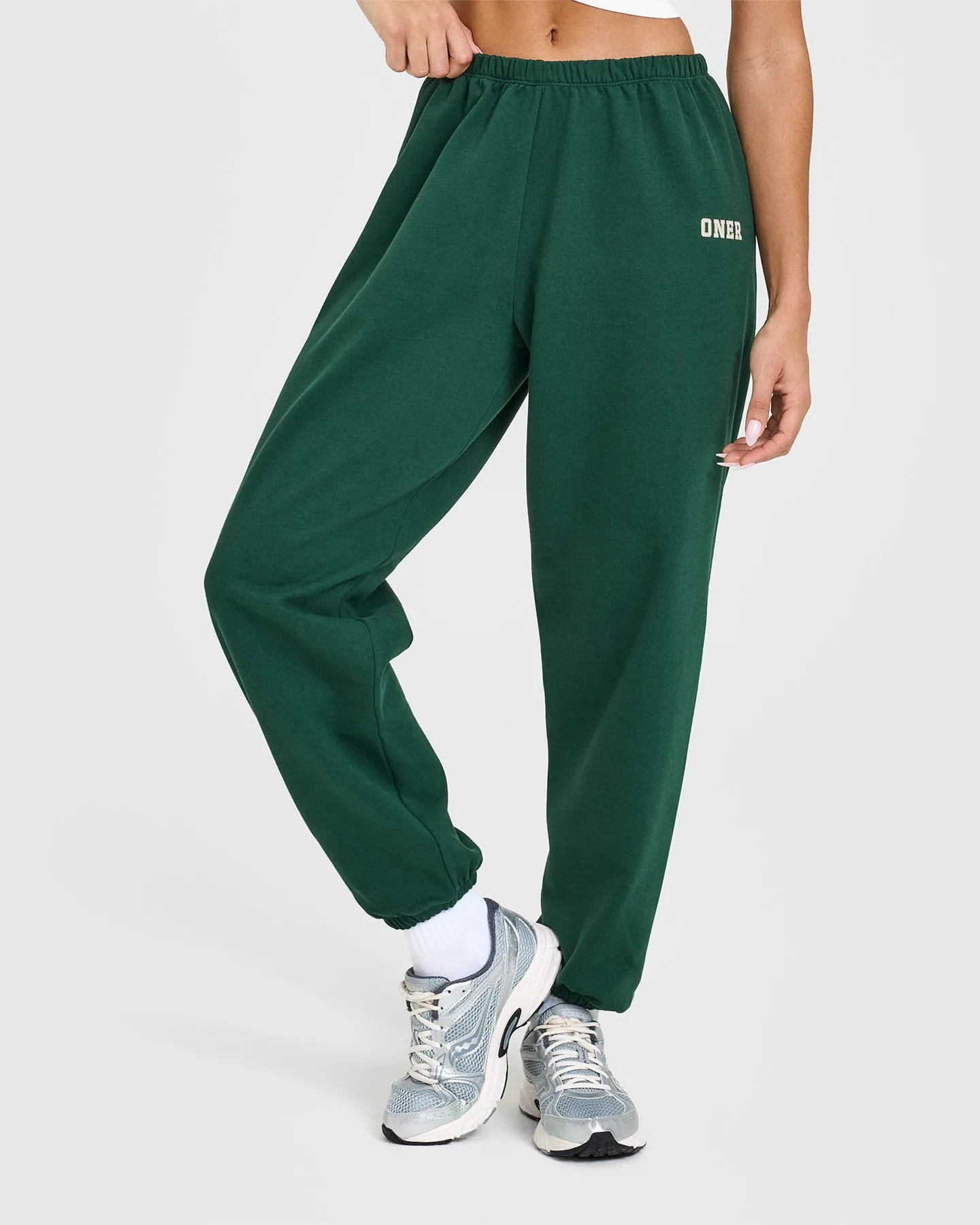 Timeless Look Easy Comfort Lightweight Joggers with Printed Logo | Racing Green