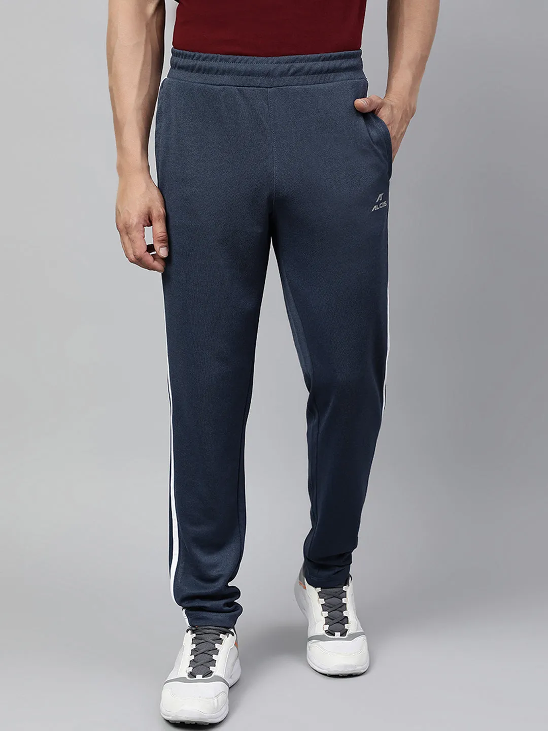 Alcis Men's Dark Blue Anti-Static Slim-Fit Training Track Pants Flat Lock Seams Urban Look