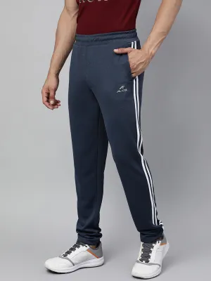 Stretchy Material Alcis Men's Dark Blue Anti-Static Slim-Fit Training Track Pants