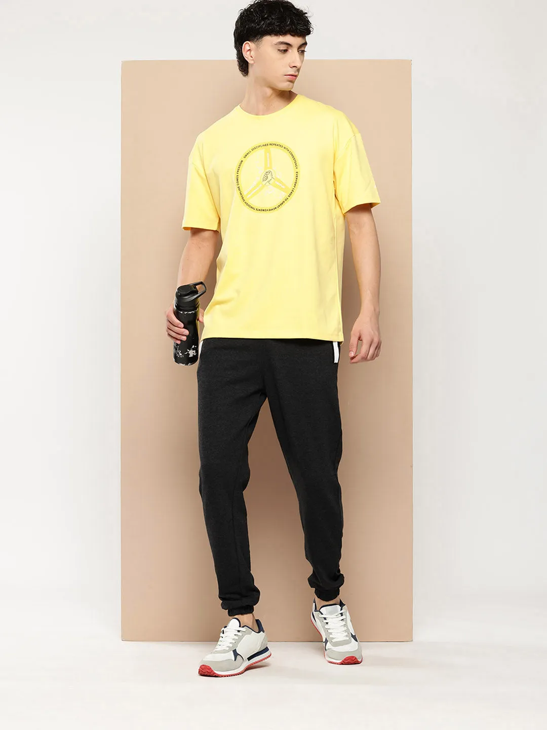 Nordic Light ChafeResistant Seams Alcis Men Typography Printed Drop-Shoulder Sleeves Sports T-shirt