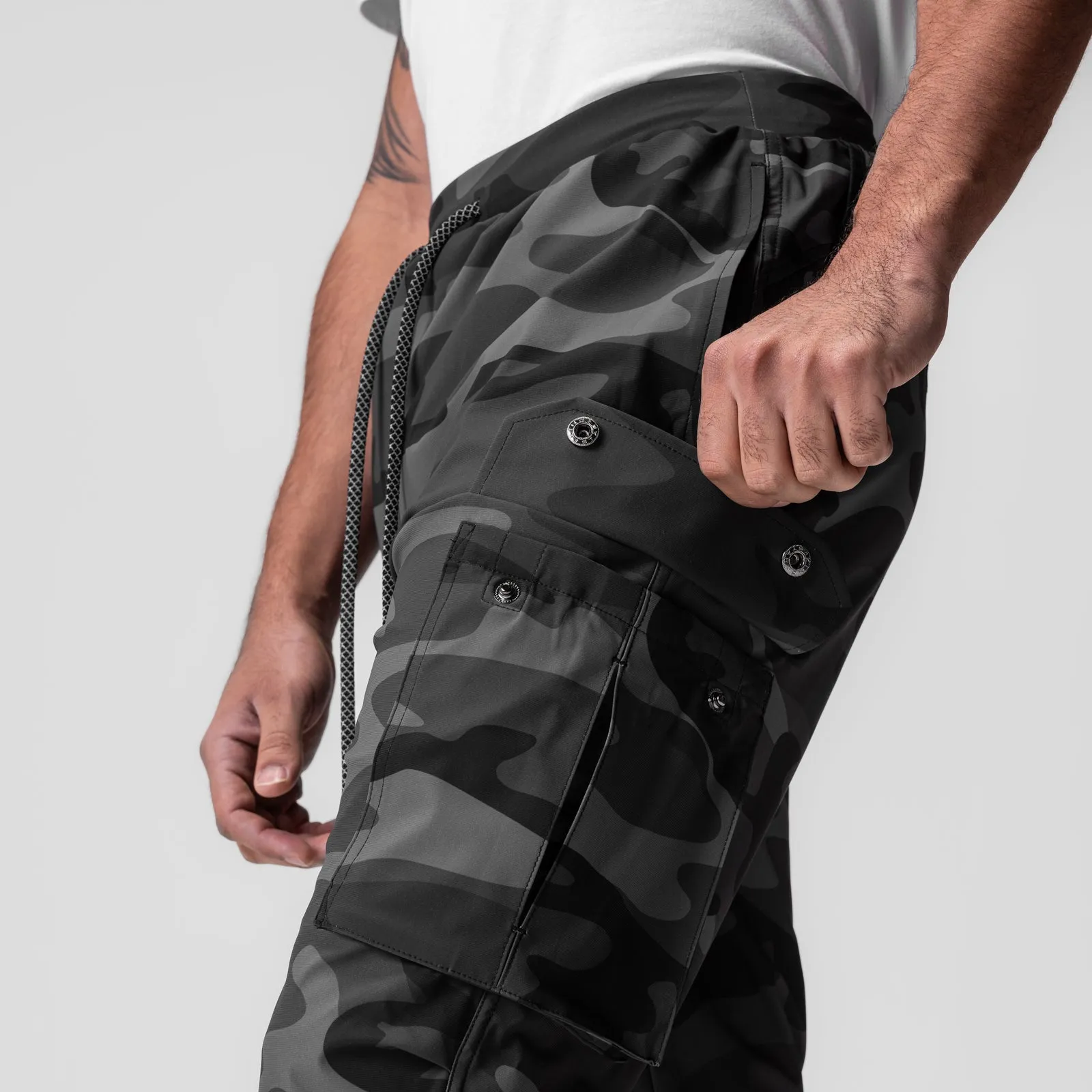 Quick Release Buckle Barrel Waist 0825. Tetra-Lite? Cargo High Rib Jogger - Black Camo "Reflective"