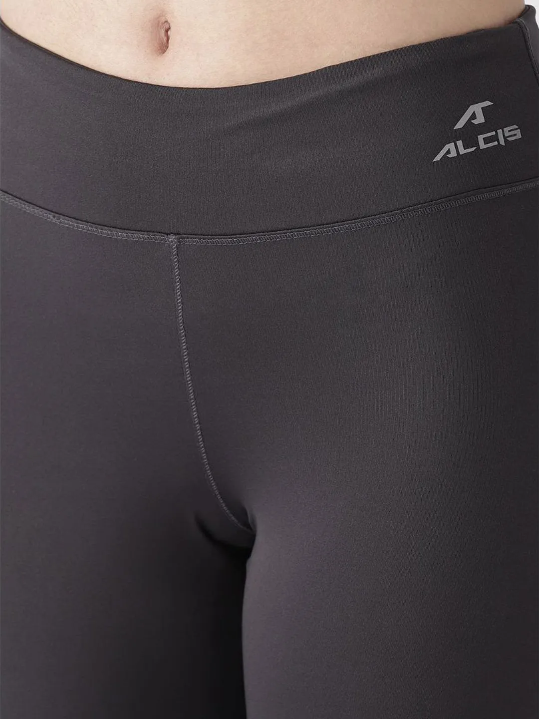Alcis Women Charcoal Grey Solid Training Tights Squat Proof For Kids