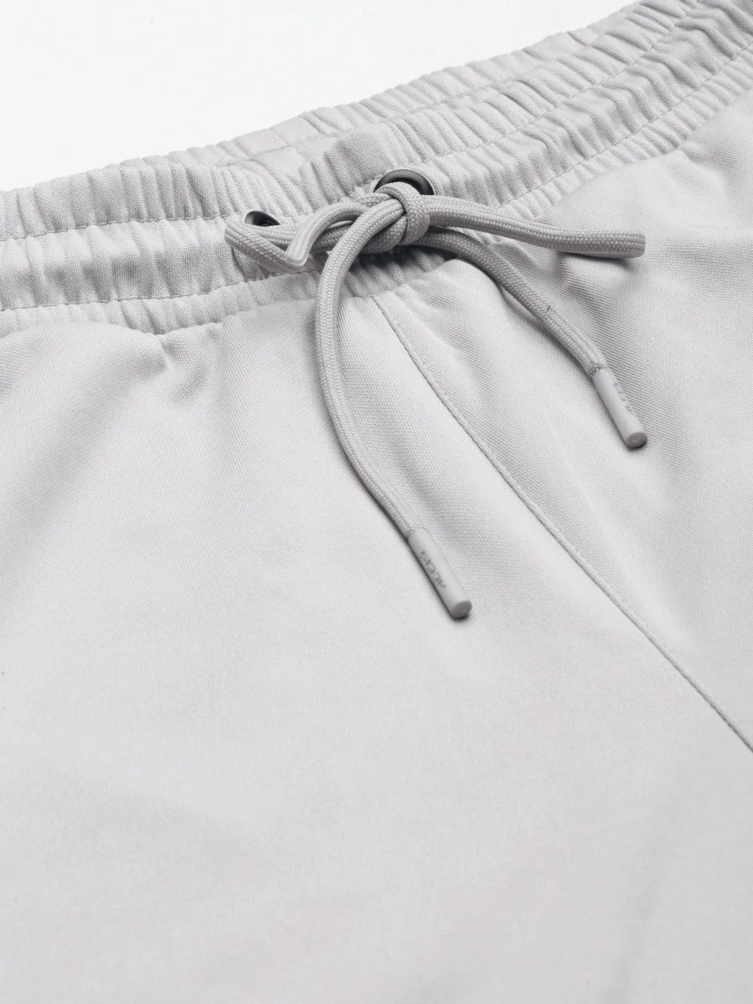 Alcis Men Grey Solid Slim Fit Mid-Rise Regular Track Pants Quick Conversion Hem Bold Waistband