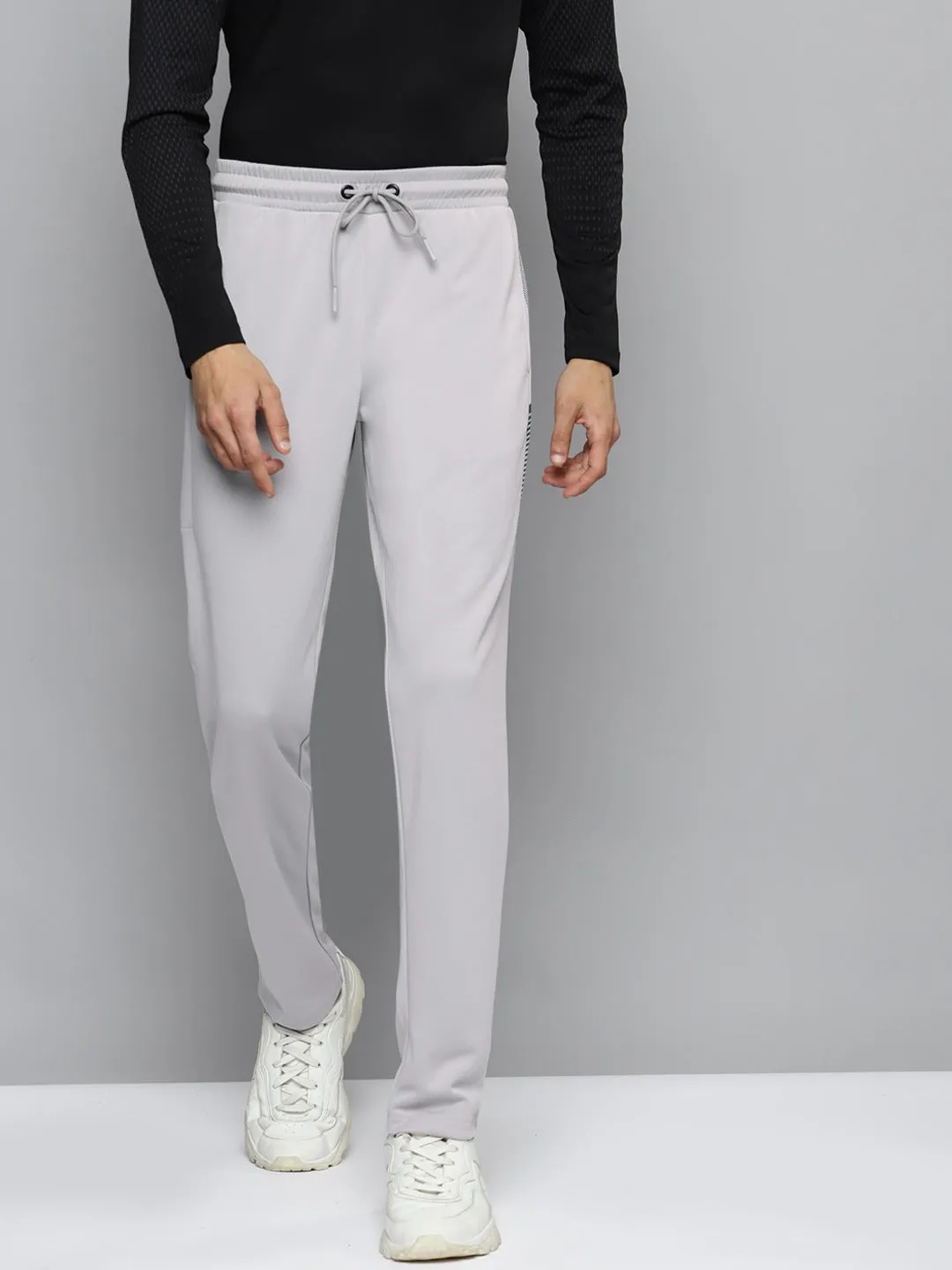 FadeResistantTreatment Alcis Men Grey Solid Slim Fit Mid-Rise Regular Track Pants
