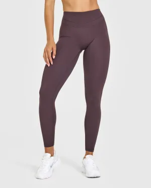 Tall Fit Airport Travel Core Fit Unified High Waisted Leggings | Dark Umber Brown Feather Fit