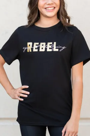 DoubleStitched Seams french chic Unisex Rebel Against Bullying Tee in Black