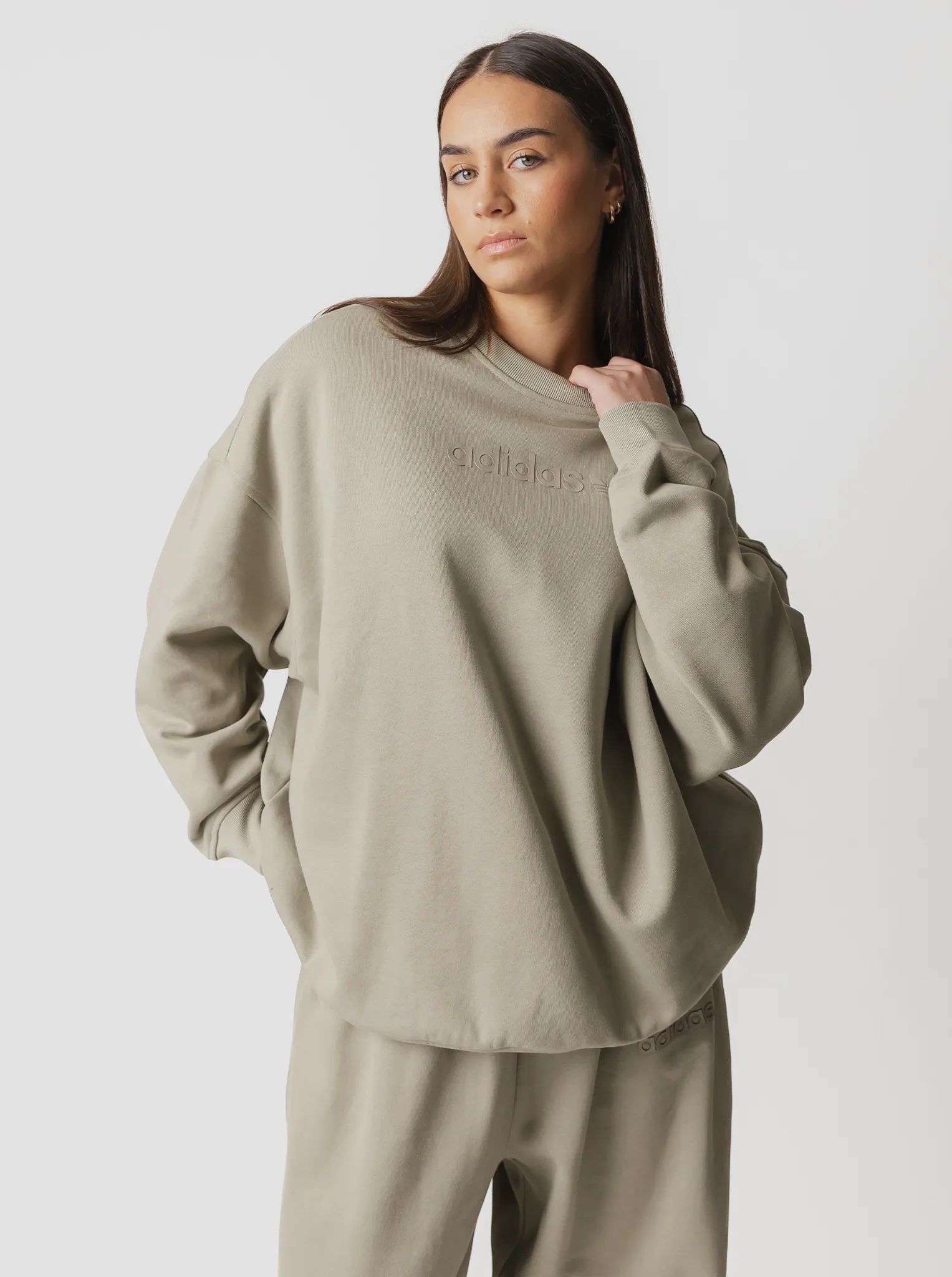Comfy Apparel Urban Light Essentials Linear Oversized Crew Sweatshirt
