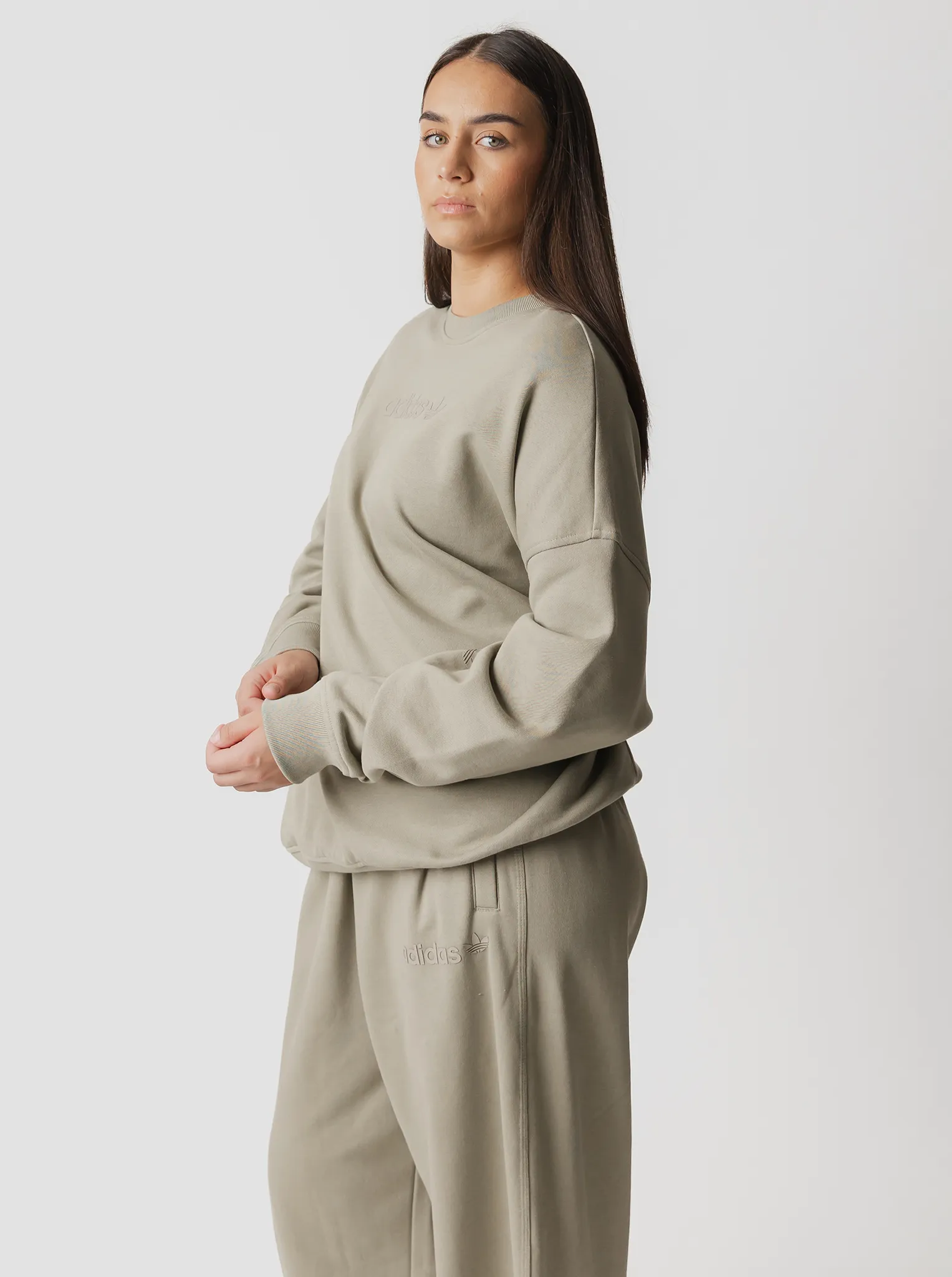 Essentials Linear Oversized Crew Sweatshirt Reindeer like silk blend