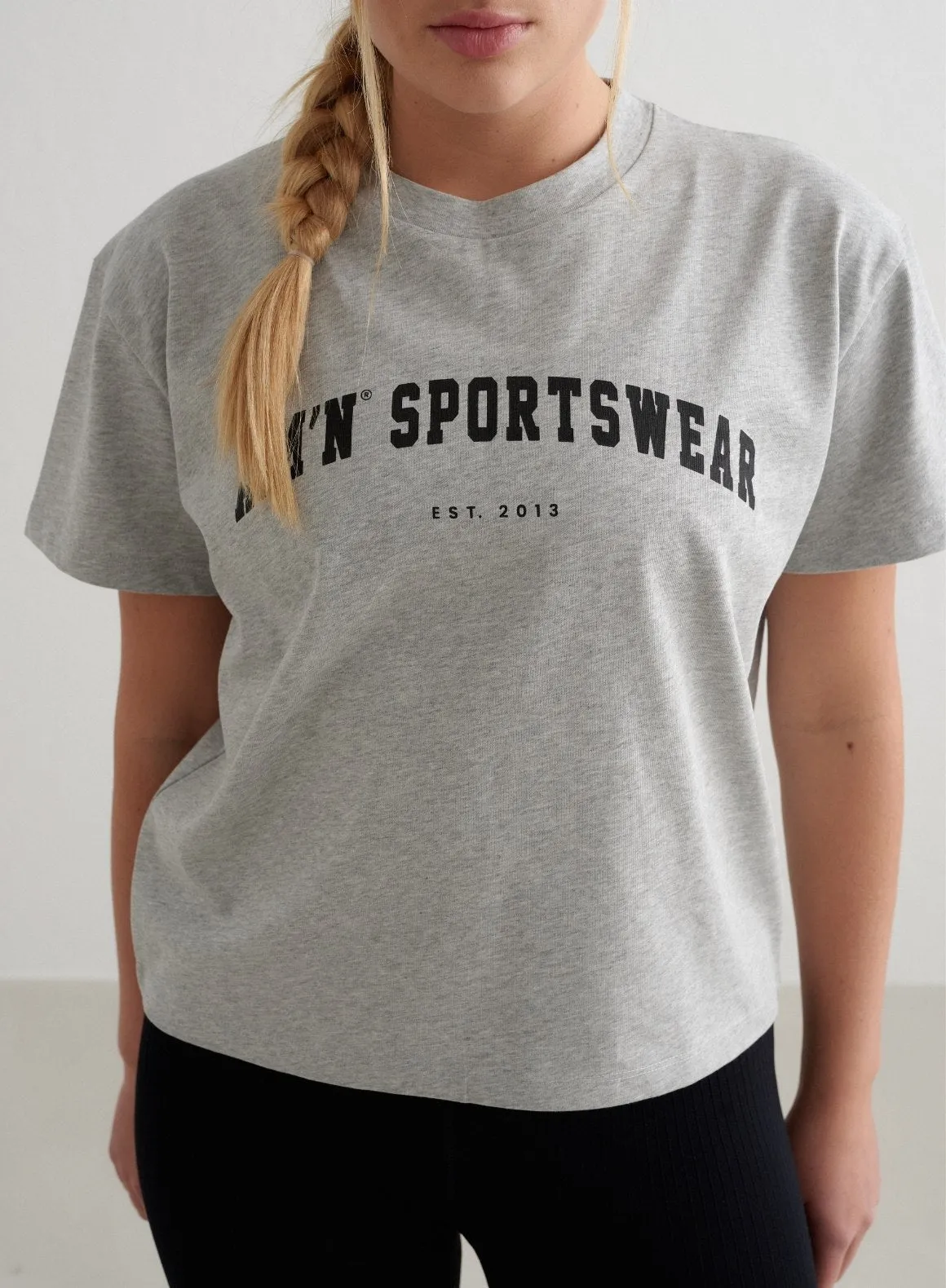 Grey Melange Varsity Boxy T-shirt Temperature Regulating Fabric