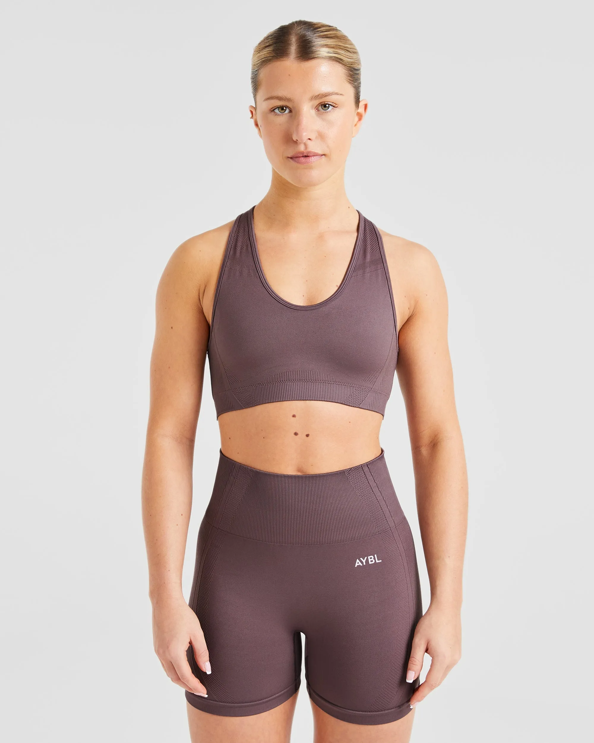 topstitching Seamless Closure Balance V3 Seamless Sports Bra - Coffee Bean