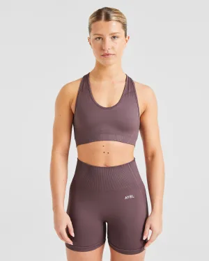 topstitching Seamless Closure Balance V3 Seamless Sports Bra - Coffee Bean