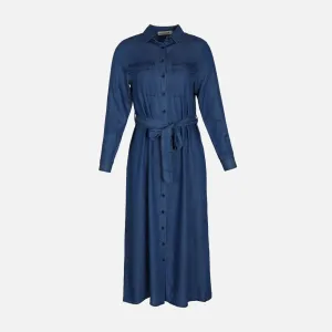WOMEN LONG SLEEVE TENCEL LONG DRESS HygroscopicFiber Calm Tone