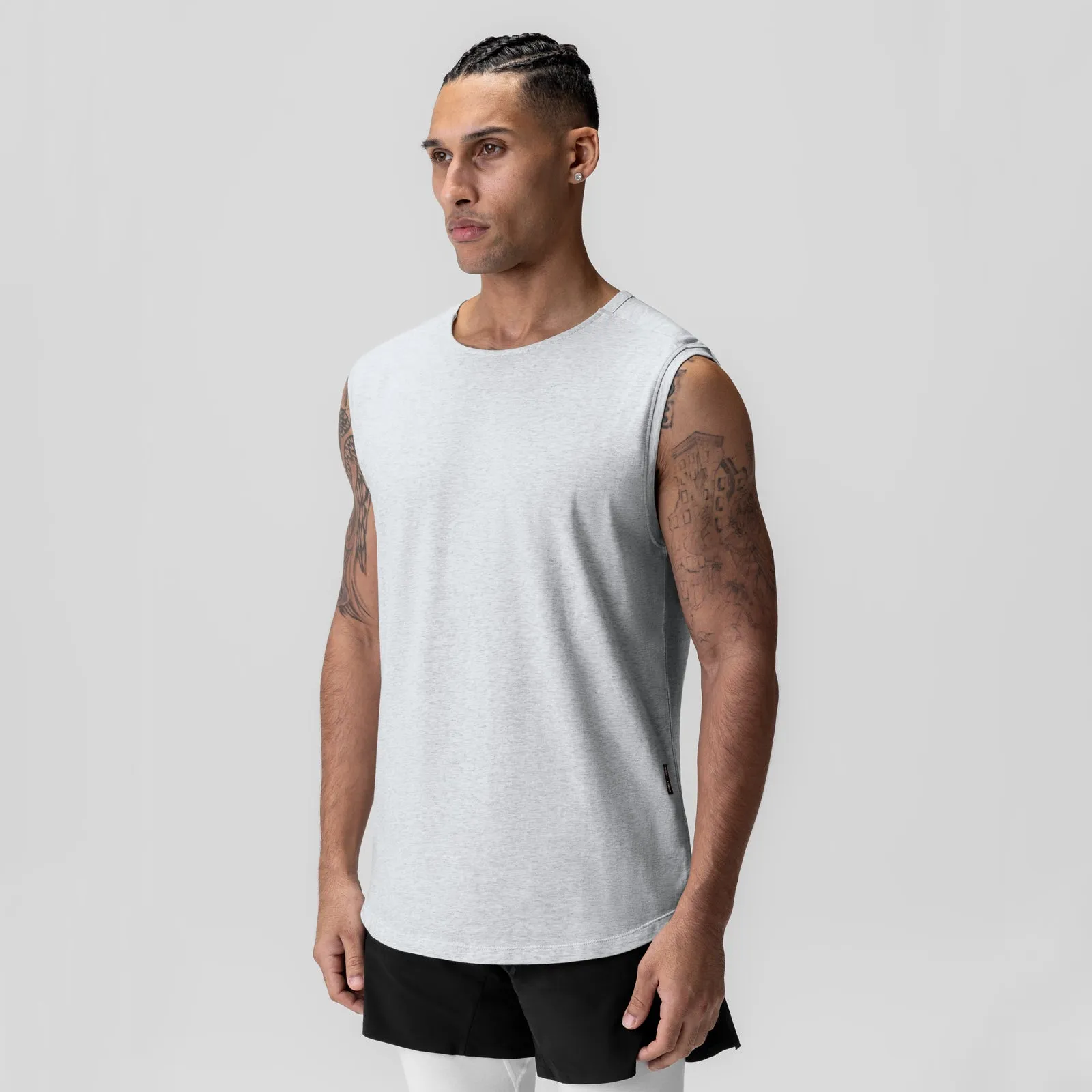 1060. Creora? Cotton Modal Cutoff Tank - Heather Grey Agile Powerful