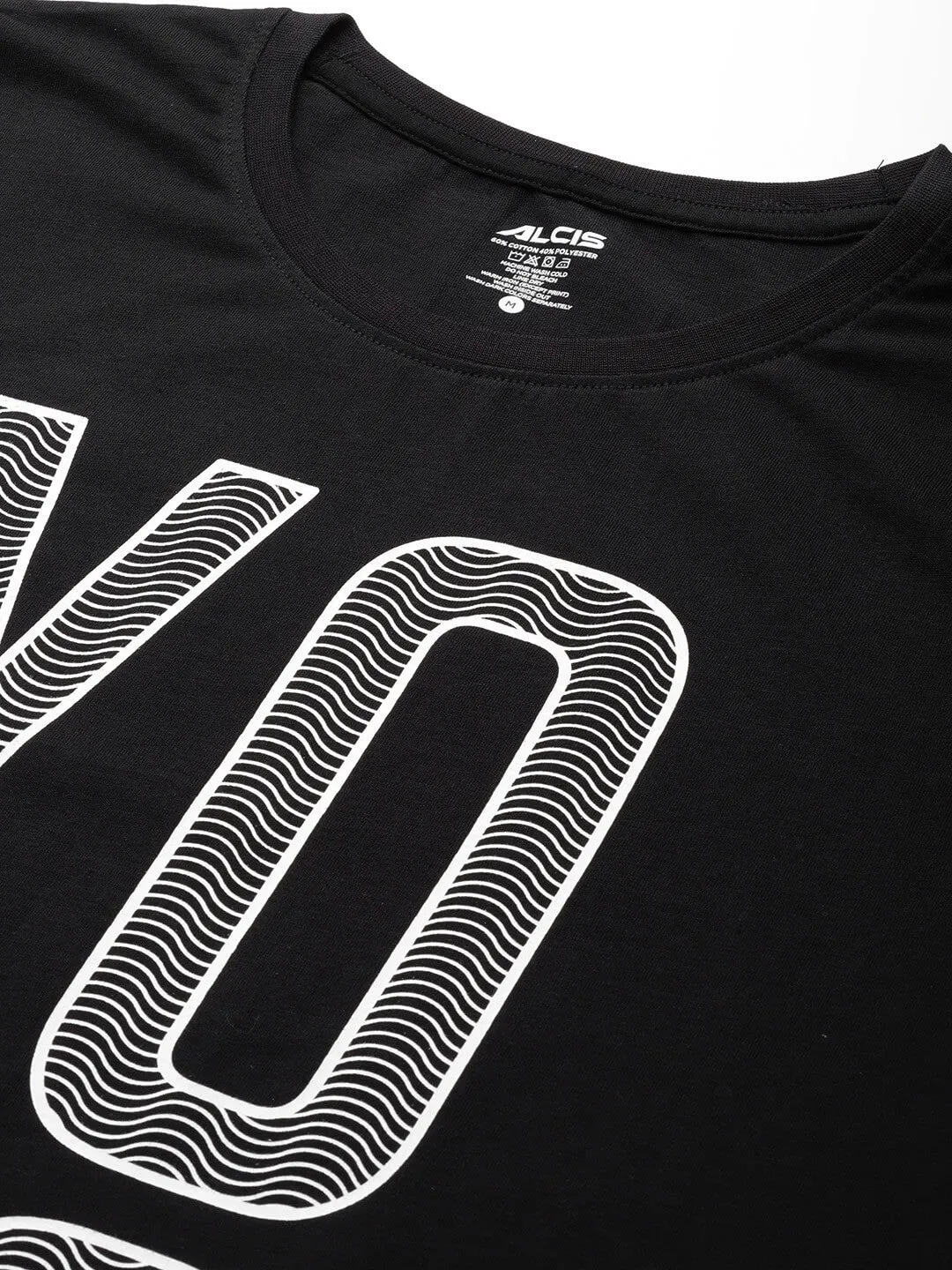Elite Core Calm Core Alcis Men Black Typography Printed Sports T-shirt