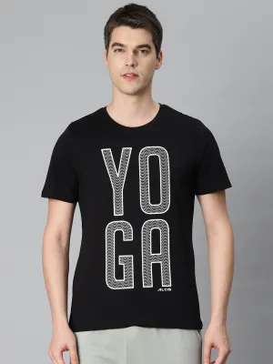 Alcis Men Black Typography Printed Sports T-shirt WrinkleResistant Finish AntiPilling Finish