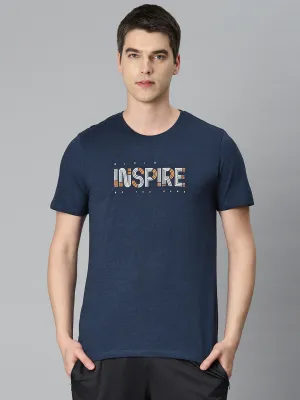 Alcis Men Blue Typography Printed Anti Static Slim Fit Sports T-shirt Red Flash warm glow