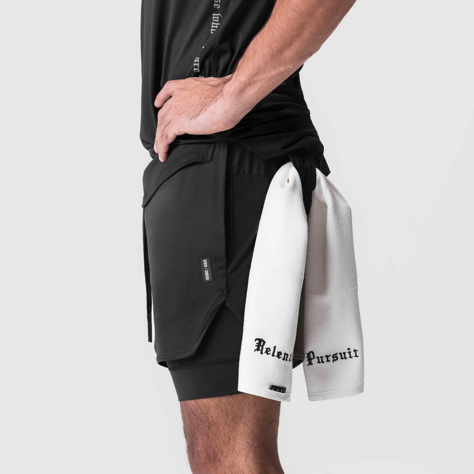 anti slip grip City Shorts 0828. AeroSilver? 5" Liner Short - Black "White Wings"/Black