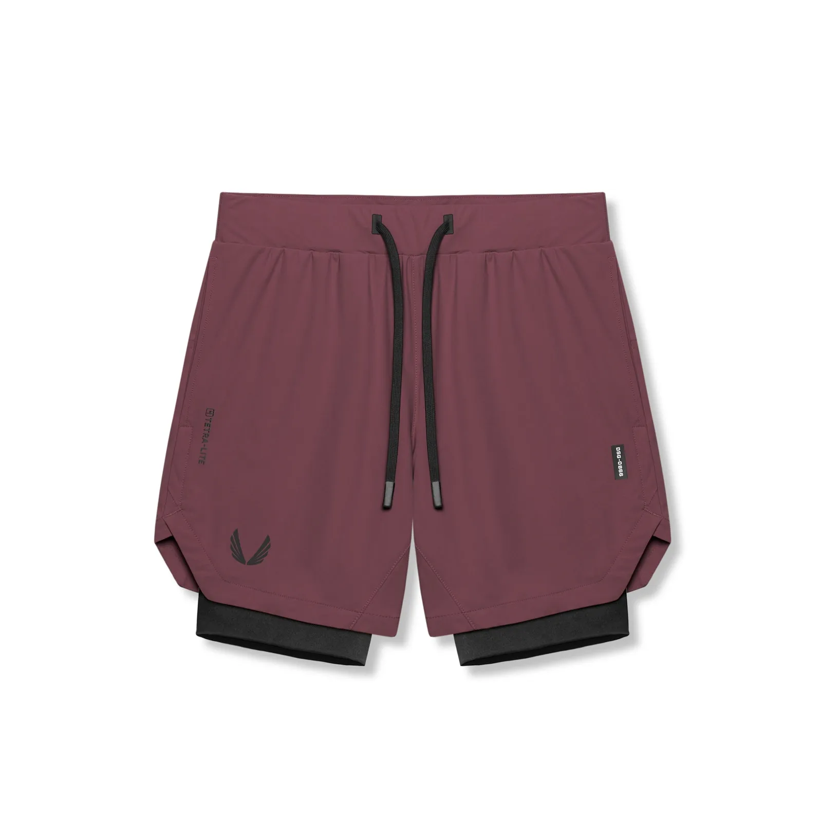 Easy Care Material 0866. Tetra-Lite? 7" Liner Short - Plum "Wings"/Black