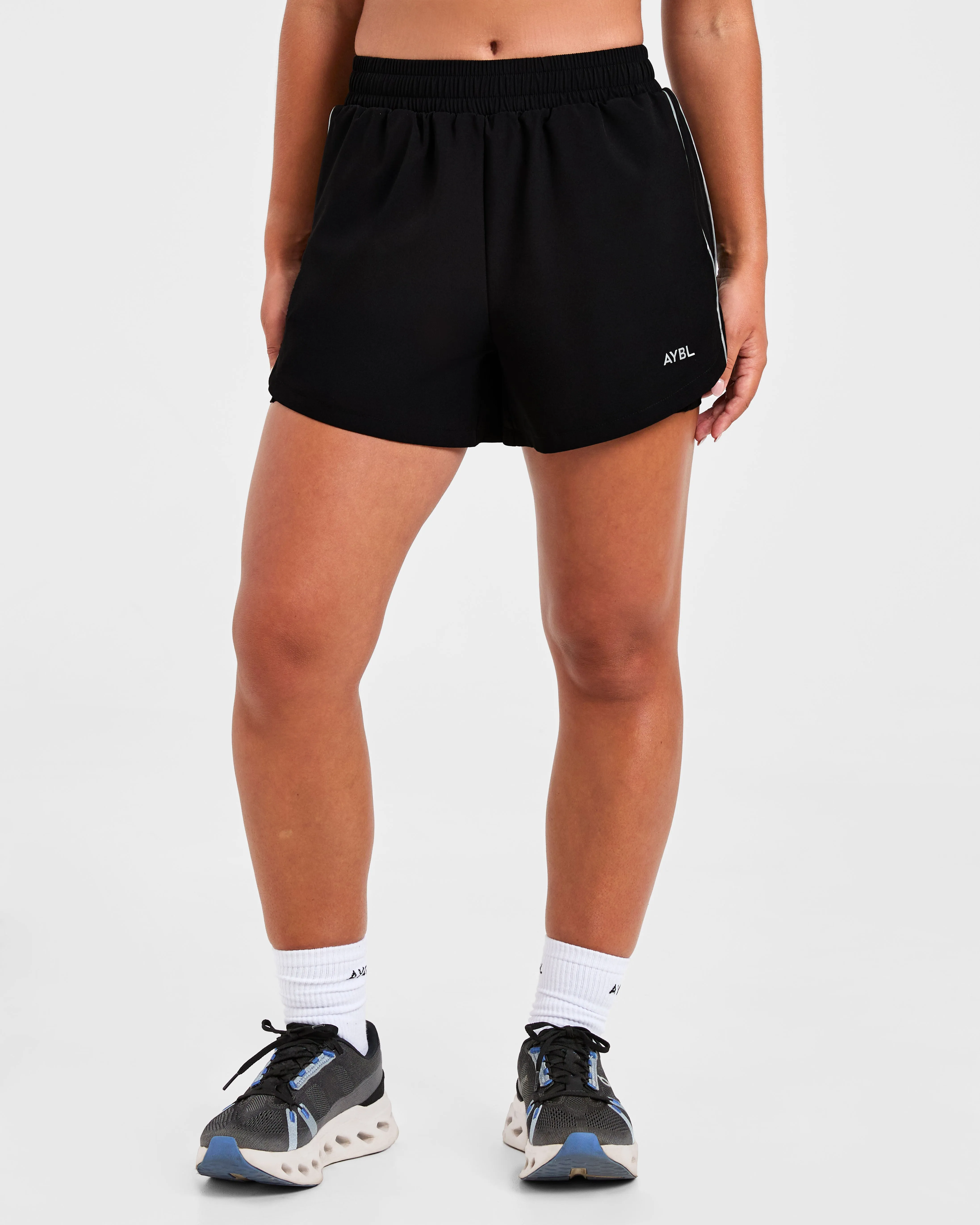 Flatlock Seams Run 2 in 1 Shorts - Black Value - for - money