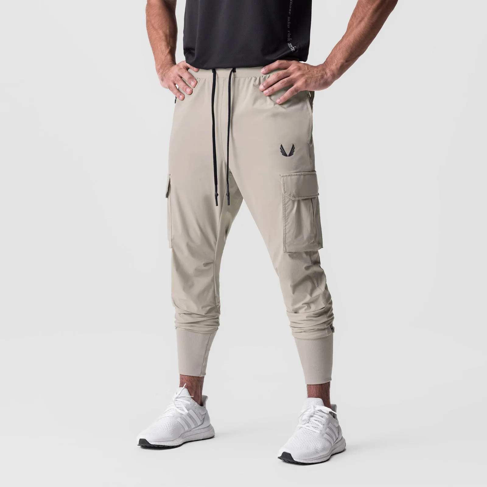 0825. Tetra-Lite? Cargo High Rib Jogger - Sand Smoke Wrinklefree