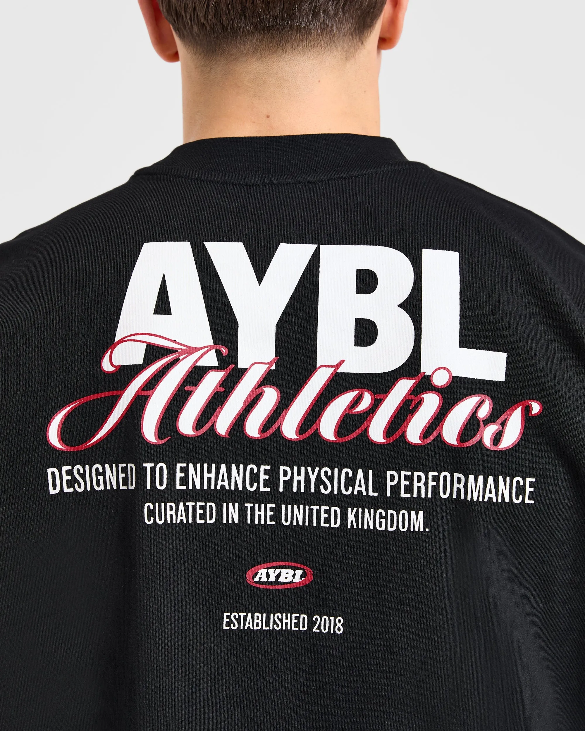 All-Season Wear PocketDetail Athletics Script Oversized T Shirt - Black