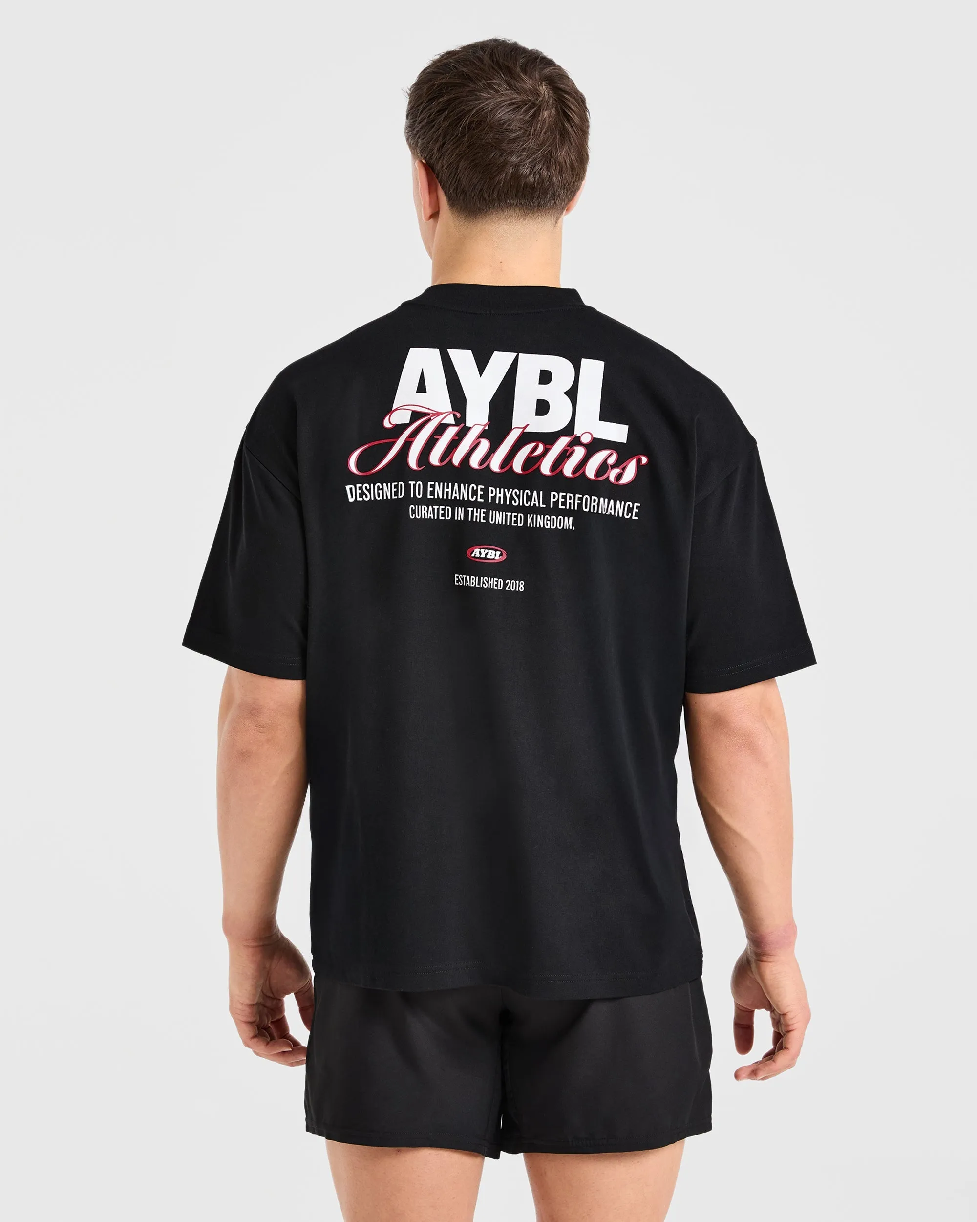 Athletics Script Oversized T Shirt - Black Street Trend Look Elegant and Relaxed